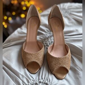 Kade spade Elegant Gold Peep-Toe Heels